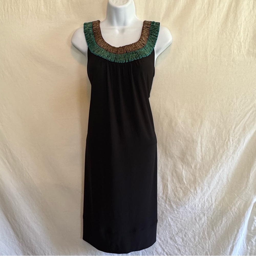 E-11 Ronni Nicole‎ PLUS SIZE 15 Black Beaded Sleeveless MIDI Summer Dress